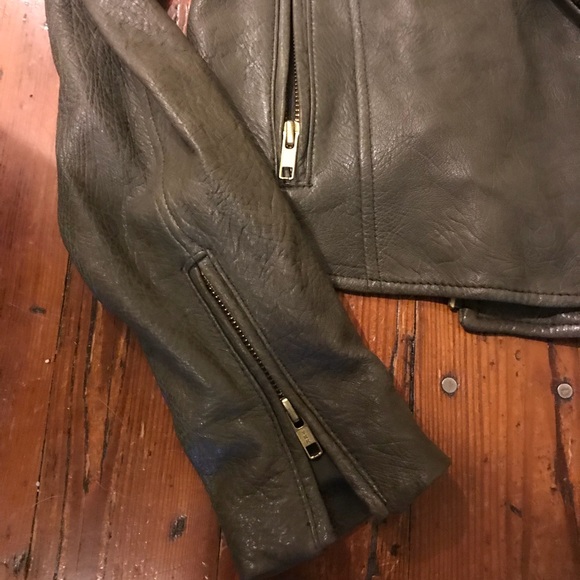 Theory gray leather jacket, petite - Picture 5 of 8